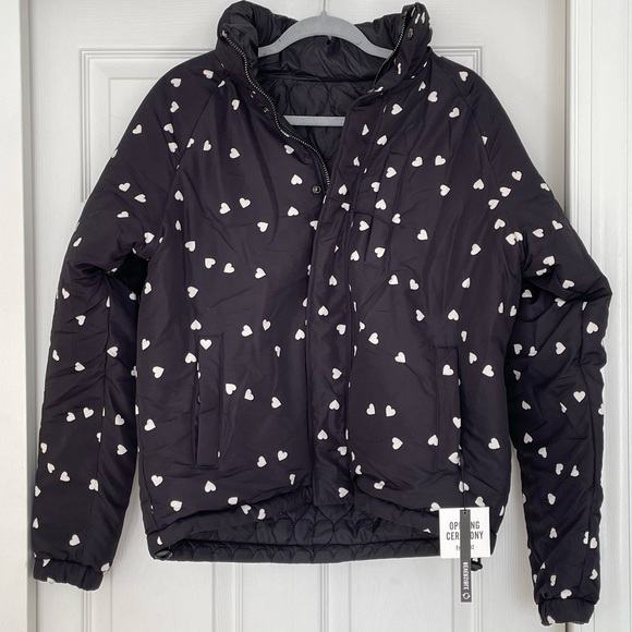 NWT OPENING CEREMONY Reversible Heart Print Puffer - Picture 5 of 14